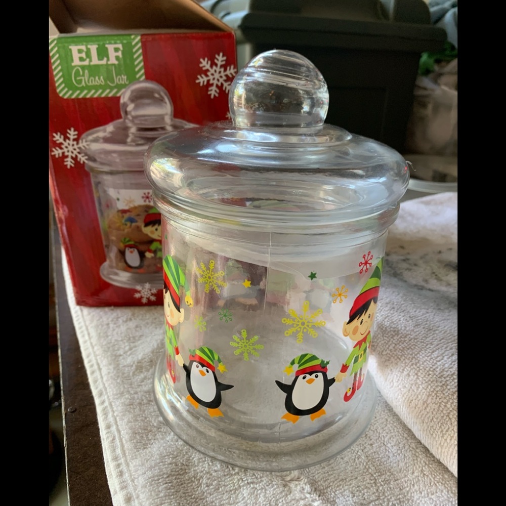 Elf Glass Jar-Wrapped never used! Holidays will be here before you know it!